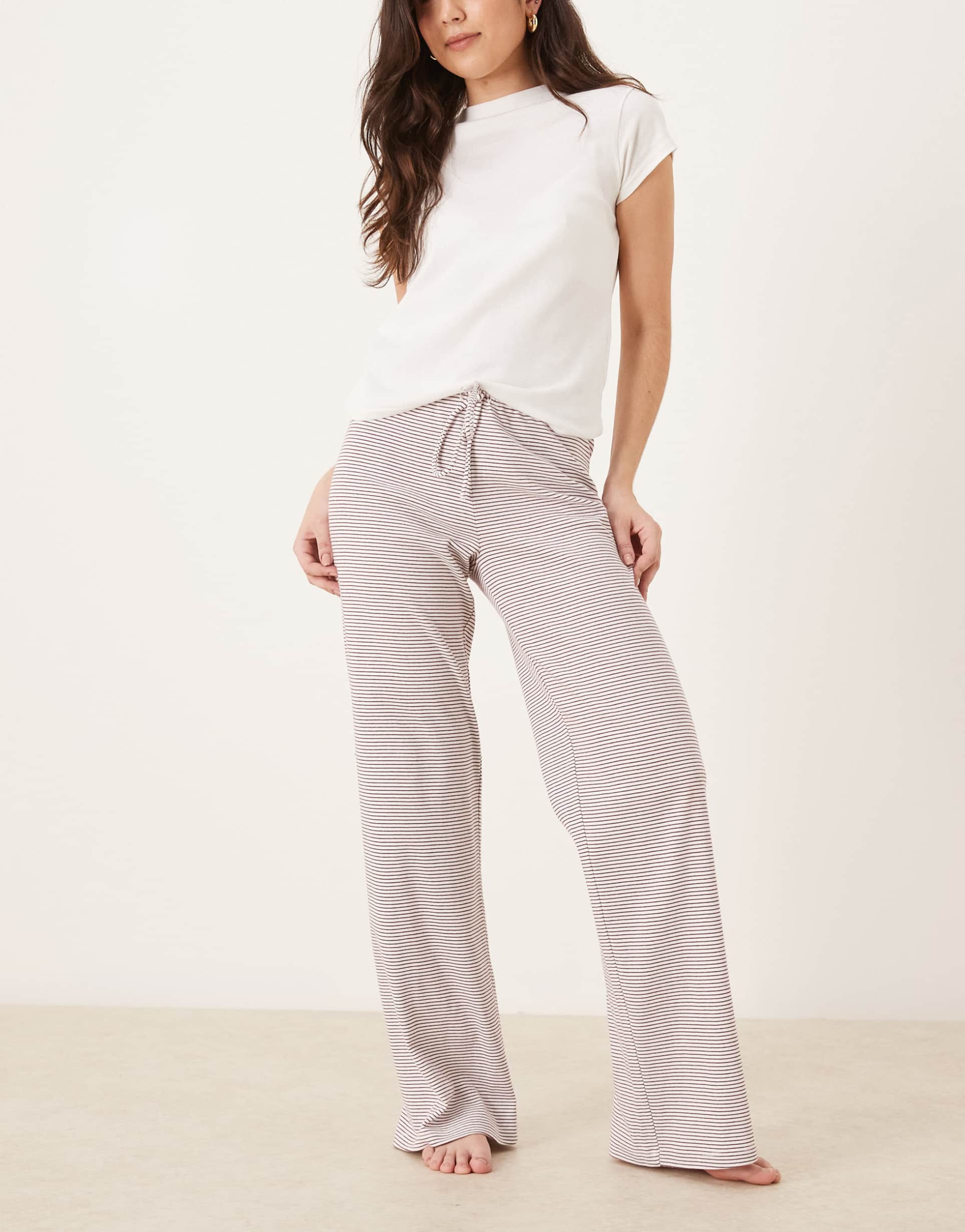 gina tricot loungewear pants in red and white stripes