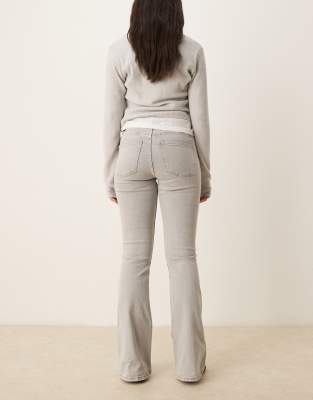 Gina Tricot Low Rise Bootcut Flare Stretch Jeans In Gray