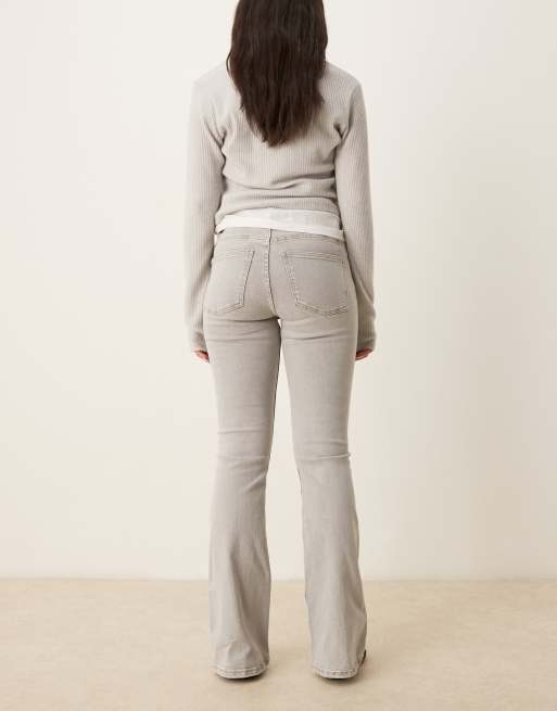 Gina Tricot low rise bootcut flare stretch jeans in washed gray, 2 of 5