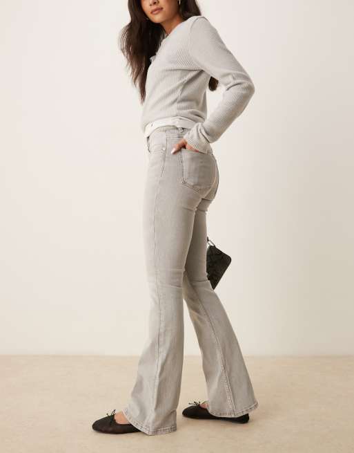 Gina Tricot low rise bootcut flare stretch jeans in washed gray, 3 of 5