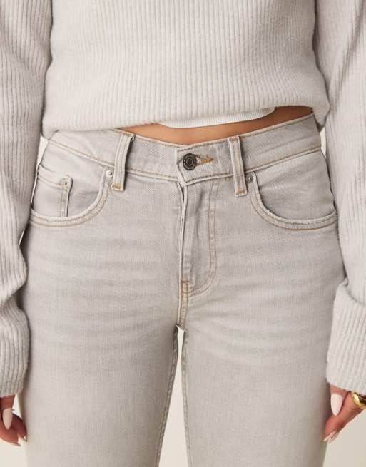 Gina Tricot low rise bootcut flare stretch jeans in washed gray, 4 of 5