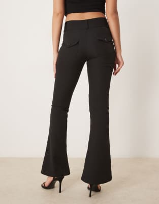 Gina Tricot Low Rise Flare Leg Stretch Pants In Black