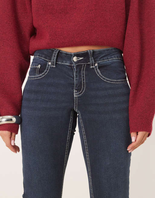 Gina Tricot low waist boot cut jeans in deep blue, 4 of 5