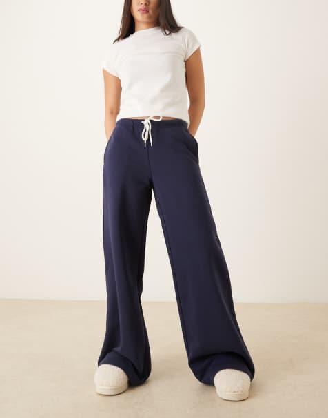 Gina Tricot low waist drawstring sweatpants in navy blue - view 1