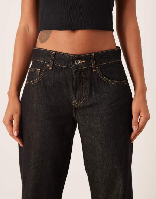 Gina Tricot low waist fold up jeans in darkwash blue, 5 of 5