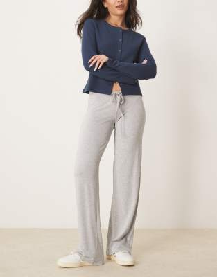 low waist jersey lounge pants in light heather gray