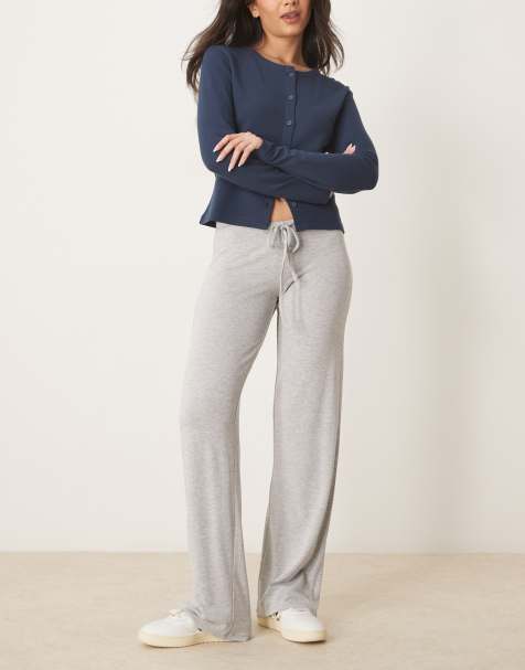 Gina Tricot low waist jersey pants in light grey melange - view 1