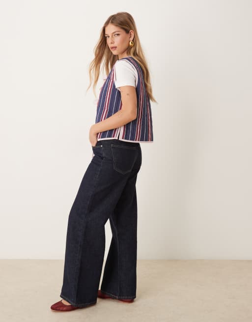 Gina Tricot - Jeans met lage taille en wijde pijpen in indigo