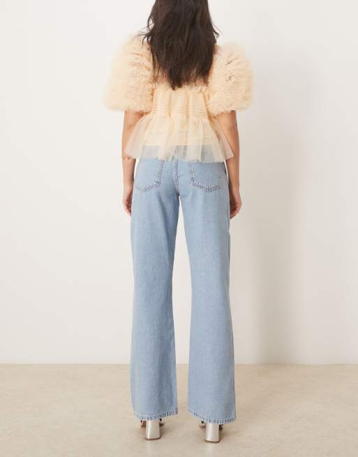 GINA TRICOT low waist wide leg jeans in lightwash blue