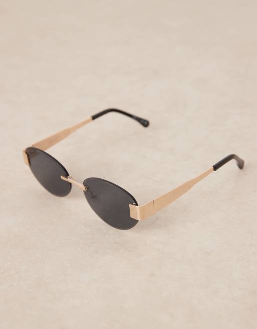 Gina Tricot - Lunettes de soleil sans monture - Noir et doré , 2 de 3