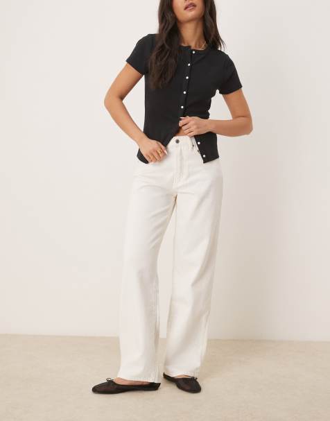 Gina Tricot baggy fit jeans in off white