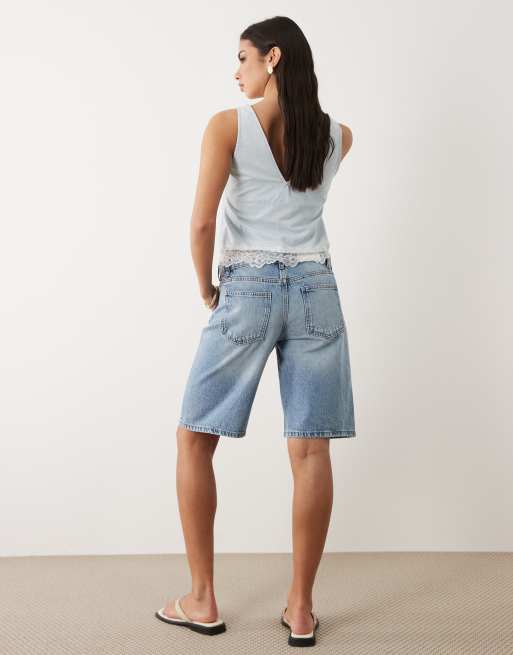 Gina Tricot - Lyseblå denimshorts med barrel-ben, 2 af 5