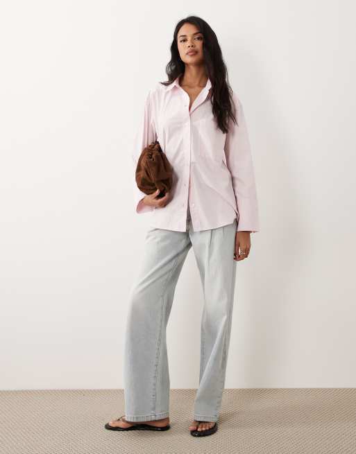 Gina Tricot - Lyserød oversized skjorte i ren bomuld, 2 af 4
