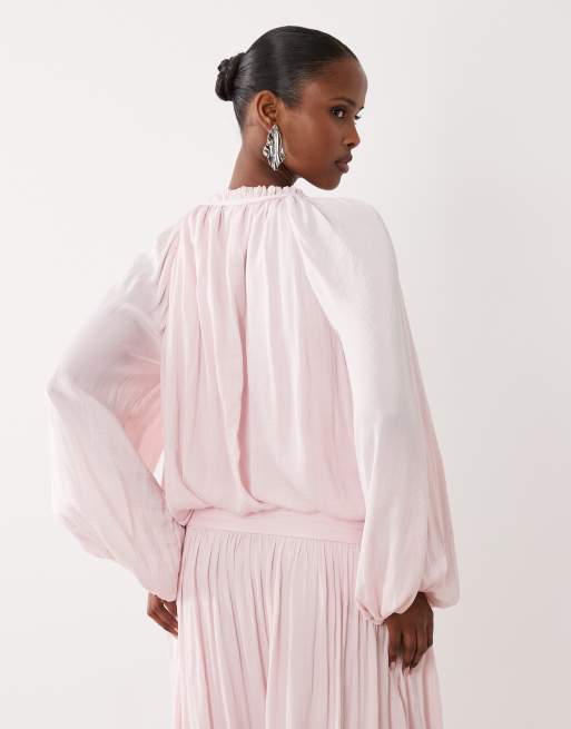 Gina Tricot - Lyserød smock-bluse med lange ærmer, 4 af 4