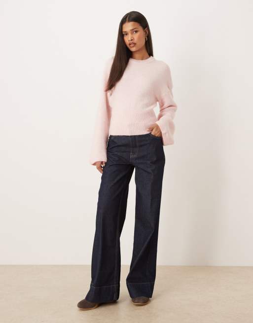 Gina Tricot - Lyserød sweater i strik med vide ærmer, 2 af 4