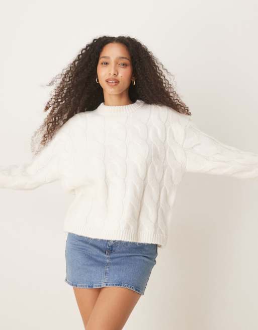 Gina Tricot - Maglione color panna lavorato a trecce