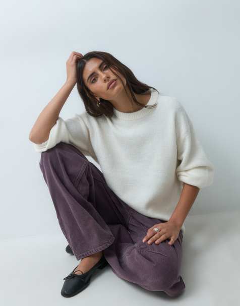 Gina Tricot maglione girocollo lavorato a maglia color crema - view 1