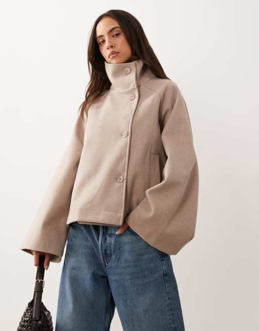 Gina Tricot - Manteau avec col cheminée et taille ajustable - Beige, 2 de 4