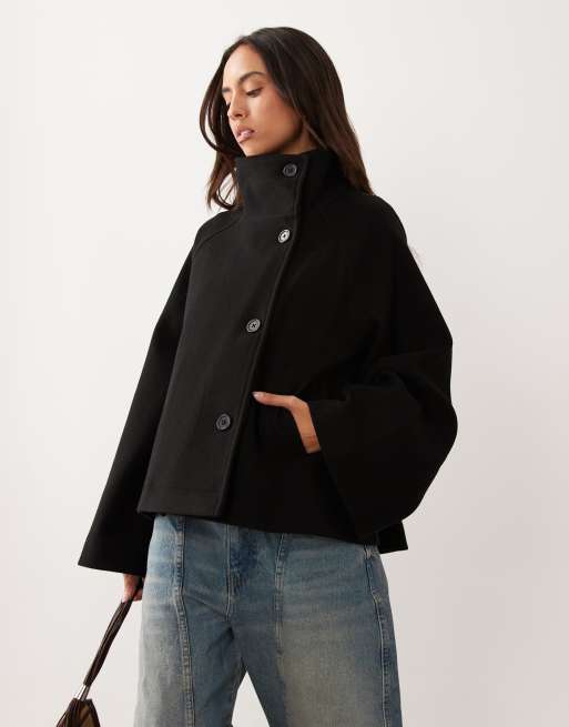 Gina Tricot - Manteau avec col cheminée et taille ajustable - Noir, 2 de 4