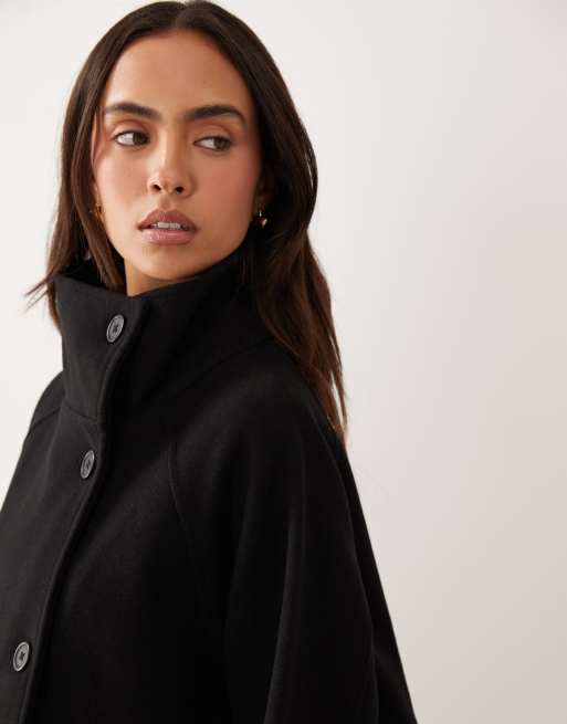Gina Tricot - Manteau avec col cheminée et taille ajustable - Noir, 3 de 4