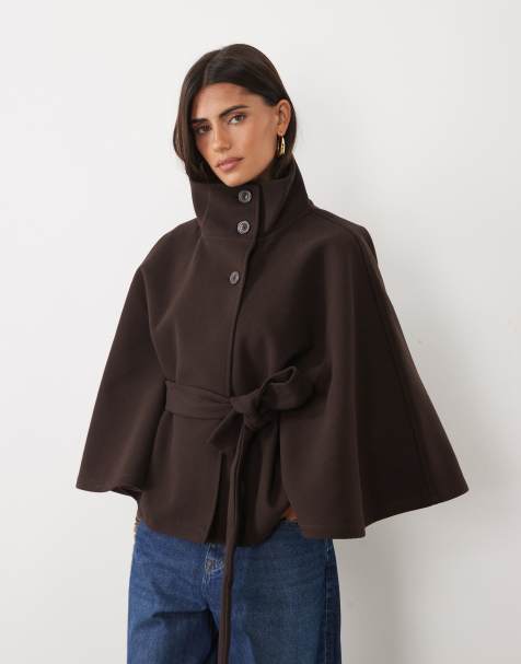 Gina Tricot mantella giacca con cintura marrone - view 1