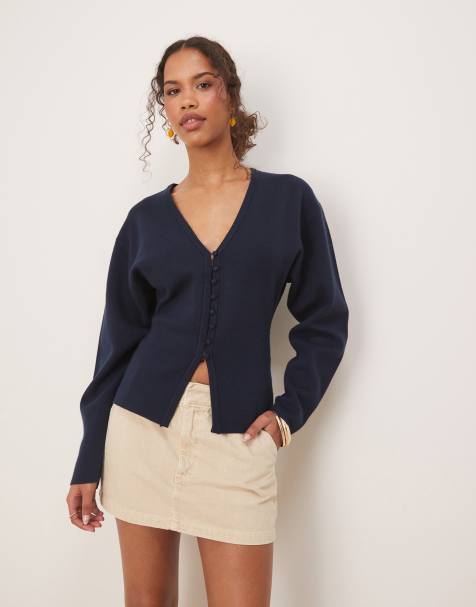 Gina Tricot – Marinblå kofta i tätstickad design - view 1