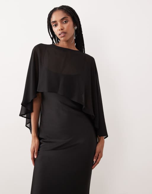 Gina Tricot - Maxi-jurk met cape in zwart, 2 van 4