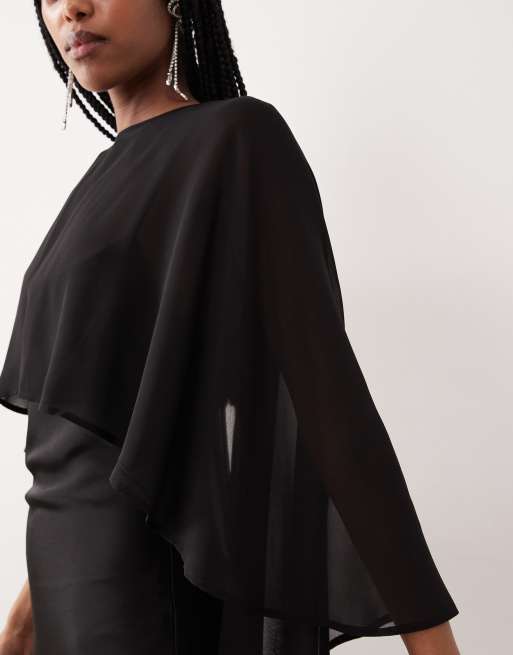 Gina Tricot - Maxi-jurk met cape in zwart, 3 van 4