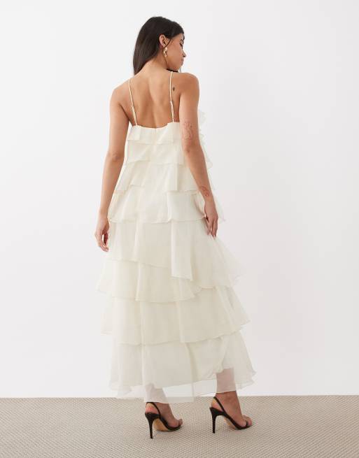 Gina - Tricot - Maxi jurk met ruches in crème, 2 van 4