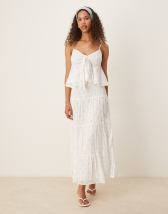 ONLY textured maxi skirt in white