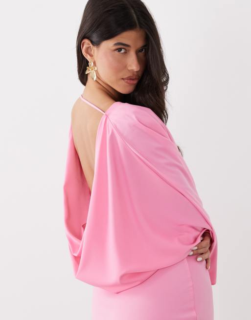 Gina Tricot – Maxikleid in Rosa mit drapierter Rückseite, 4 von 4