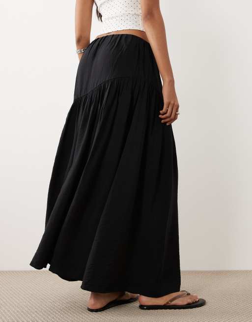 Gina Tricot – Maxirock in Schwarz mit tiefer Taille, 5 von 5