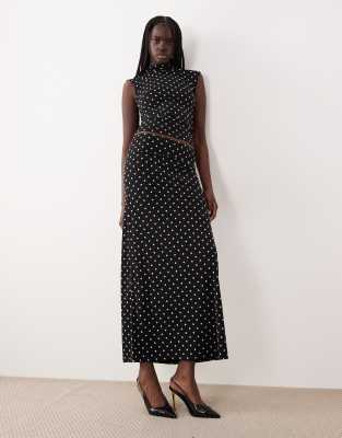 Gina Tricot - Maxirock in Schwarz und Weiß mit Polka Dots, Kombiteil-Bunt