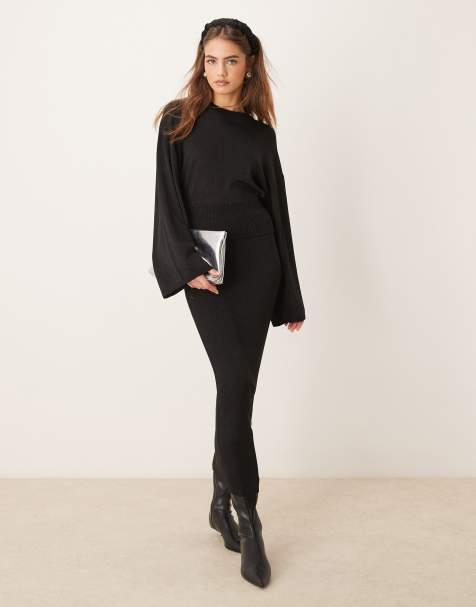 Gina Tricot metallic fine knit set in black - view 1