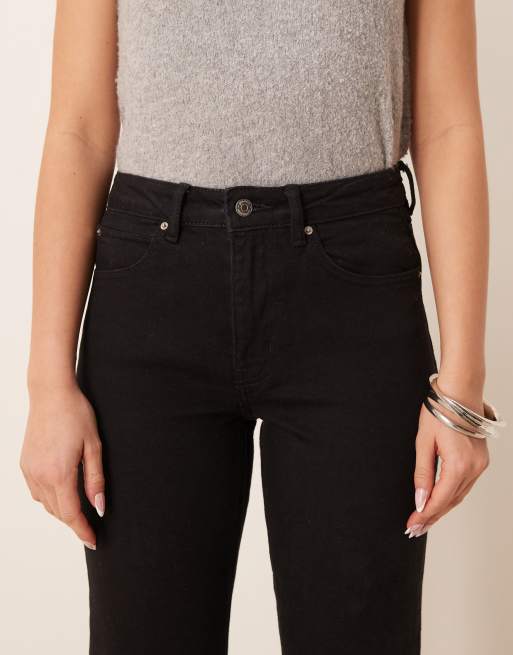 Gina Tricot mid rise bootcut flare stretch jeans in clean black, 4 of 4