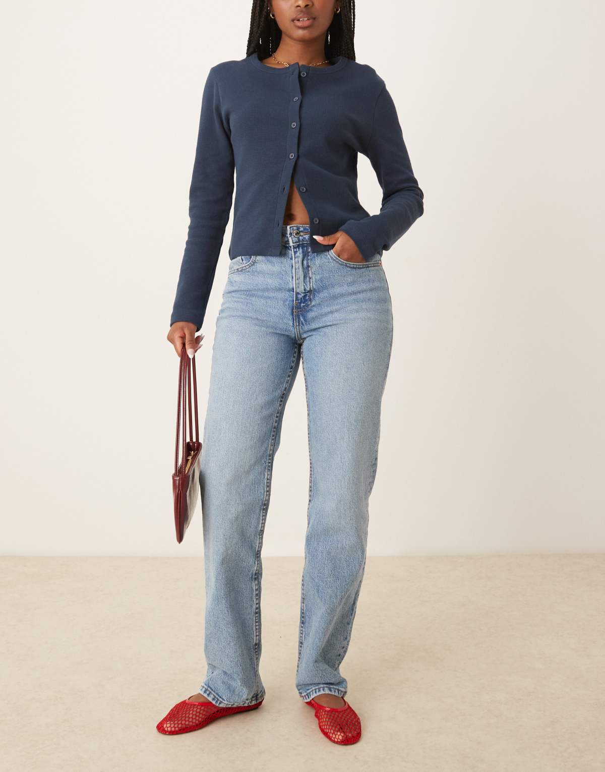 Gina Tricot mid straight jeans in lightwash blue