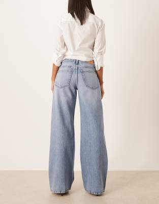 Gina Tricot Mid Waist Embellished Jeans In Blue