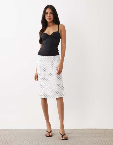 Gina Tricot - Midi in zwart-witte stippen, deel van co-ord set - view 1