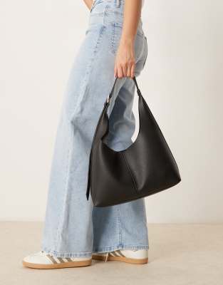 Gina Tricot Midi Slouchy Shoulder Bag In Black