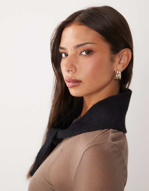 Gina Tricot - mini bufanda de punto para el cuello en negro, 3 de 3