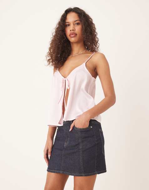 Gina Tricot mini denim skirt in darkwash indigo blue - view 1