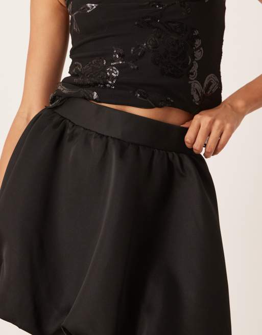 Gina Tricot - Mini-jupe bouffante en satin - Noir, 5 de 5