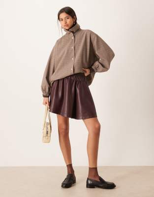 Gina Tricot Mini Pu Skirt In Brown