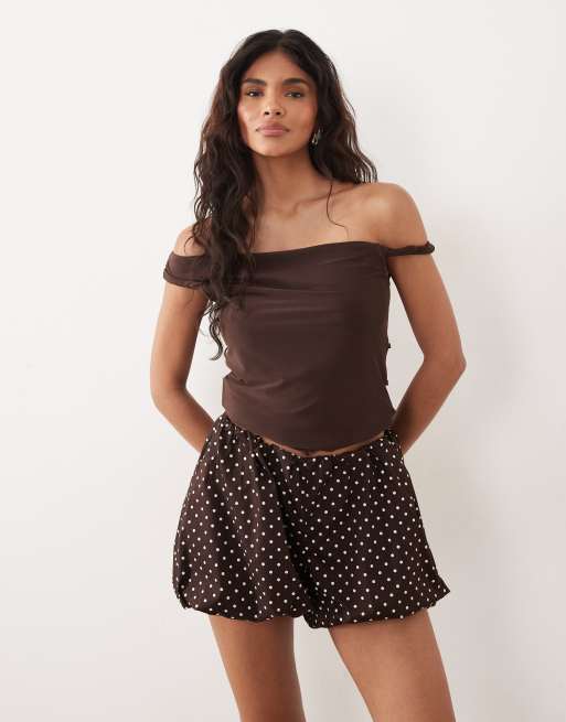Gina Tricot - Mini-short bouffant à pois - Marron, 2 de 5