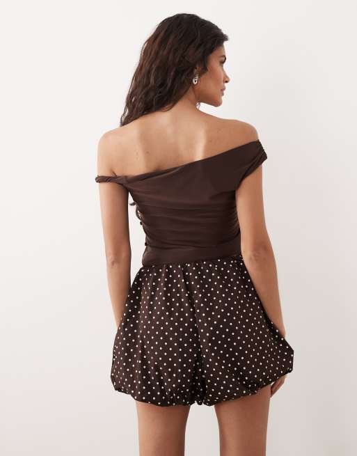 Gina Tricot - Mini-short bouffant à pois - Marron, 4 de 5
