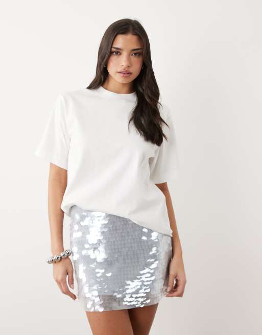 Gina Tricot - Minigonna blu chiaro con paillettes, 2 di 5