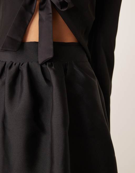 Gina Tricot - Minigonna strutturata nera a palloncino, 3 di 5