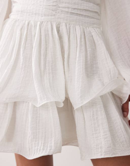 Gina Tricot – Minikleid in Cremeweiß mit V-Ausschnitt und weiten Ärmeln, 4 von 4