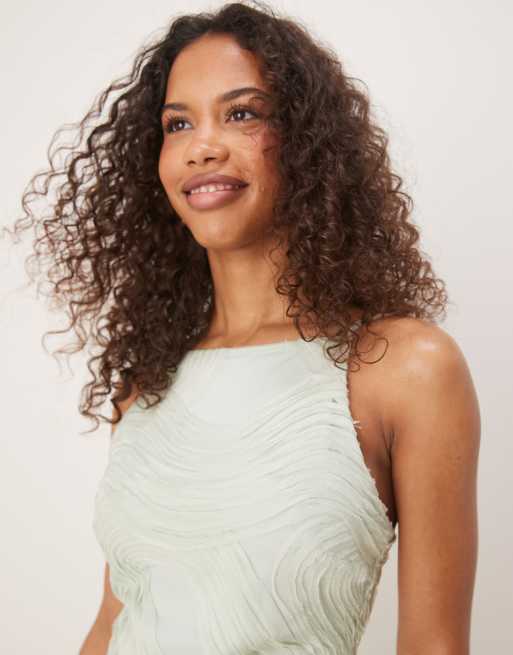 Gina Tricot – Minikleid in Hellgrün mit wirbelförmiger Prägung, 2 von 4