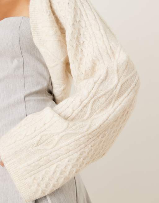 トップス yilon CABLE KNIT BOLERO BARE SET Cable knit bolero bare